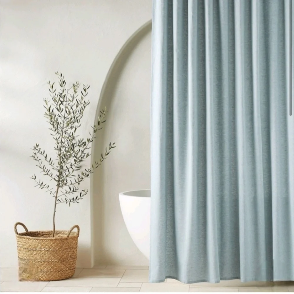 CASALUNA NWT chambray shower curtain -teal